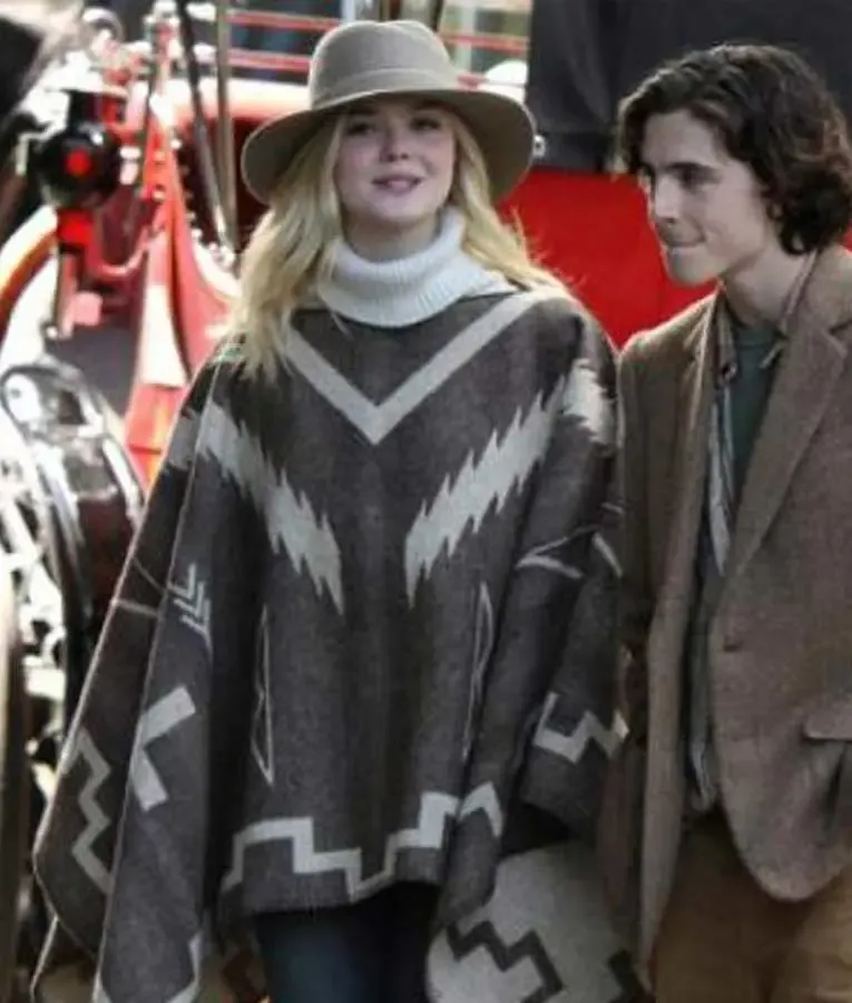 A Rainy Day in New York Elle Fanning Poncho