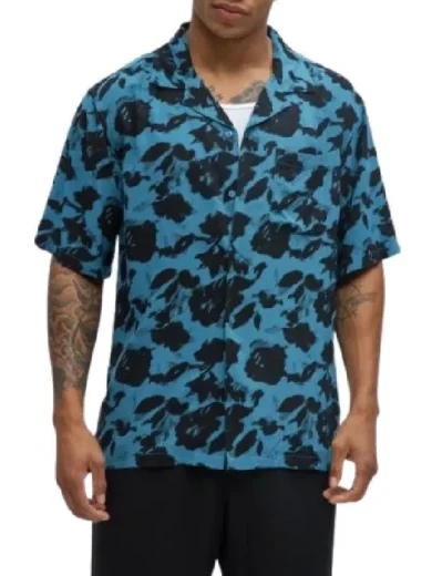 Love Island USA S7 Chris Seeley Blue Floral Shirt