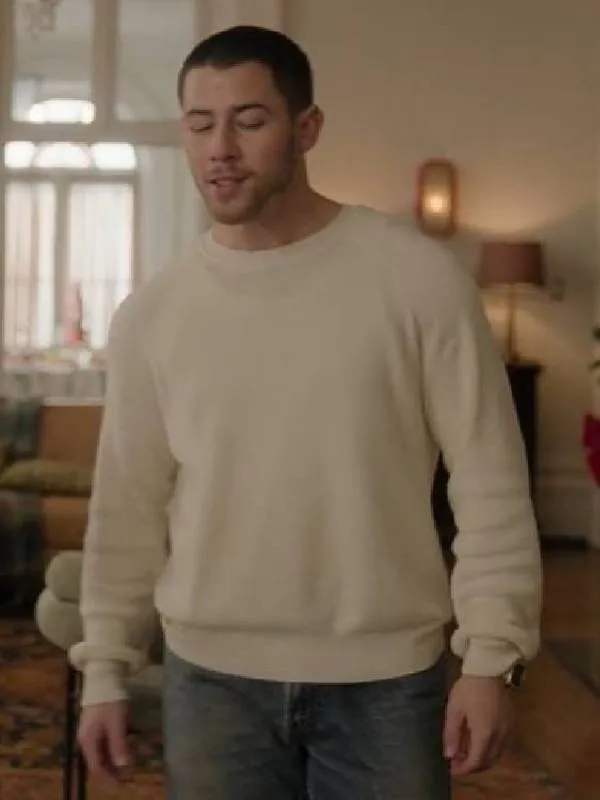 A Very Jonas Christmas 2025 Nick Jonas White Sweatshirt