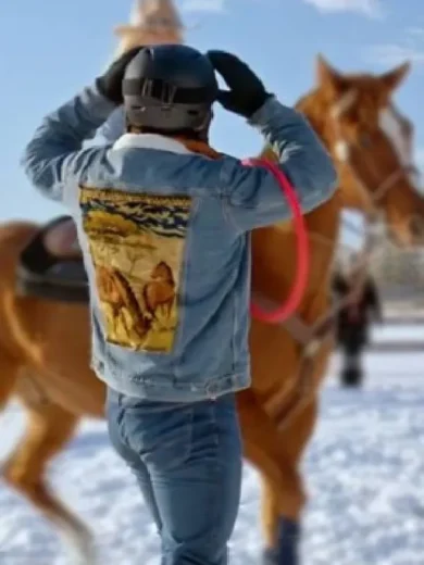 A Wild West Christmas 2025 Joe Scarpellino Horse Printed Denim Jacket