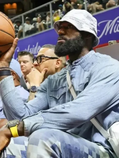 2025 NBA Summer League Lakers vs Pelicans Game LeBron James Denim Shirt