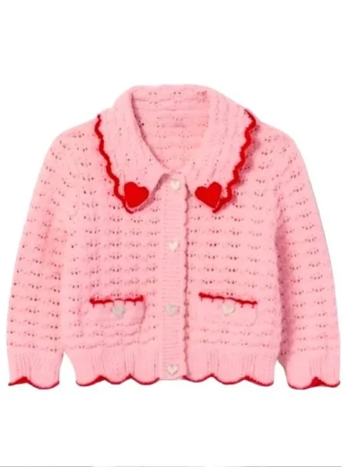 9-1-1 S8 Askyler Bell Red Heart Collar Pink Cardigan