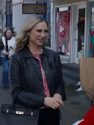A Royal Montana Christmas 2025 Fiona Gubelmann Leather Fringe Jacket