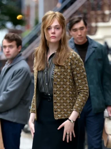 A Complete Unknown 2024 Elle Fanning Printed Jacket