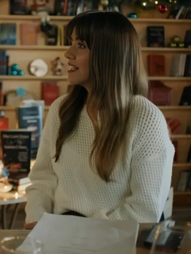 A Novel Noel 2024 Julie Gonzalo White Sweater