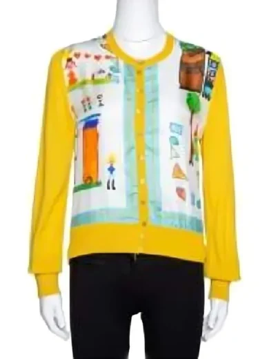 The Today Show 2025 Joy Bauer Yellow Printed Cardigan