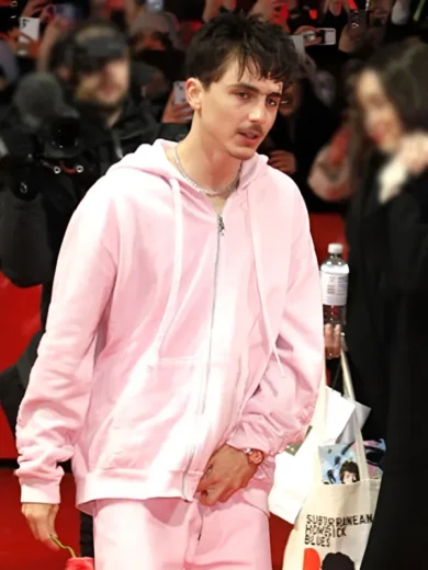 75th Berlinale Timothee Chalamet Pink Hoodie