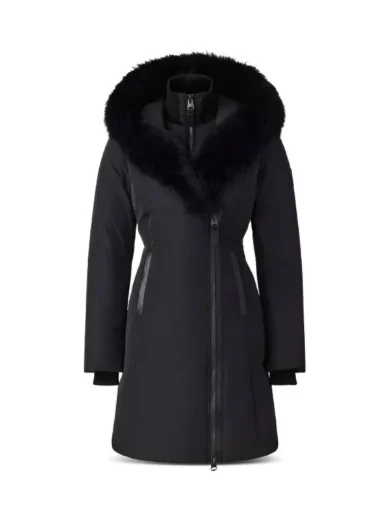 A Merry Little Ex-Mas 2025 Jameela Jamil Black Fur Trim Coat
