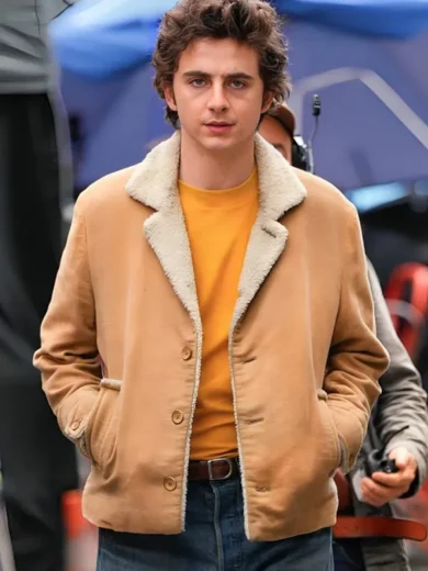 A Complete Unknown 2024 Timothée Chalamet Shearling Jacket