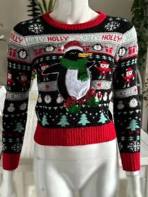 A Royal Icing Christmas Ellise Roth Penguins Graphic Sweater