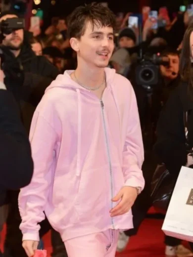 75th Berlinale Timothee Chalamet Pink Hoodie