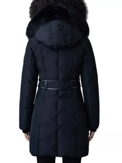 A Merry Little Ex-Mas 2025 Jameela Jamil Black Fur Trim Coat