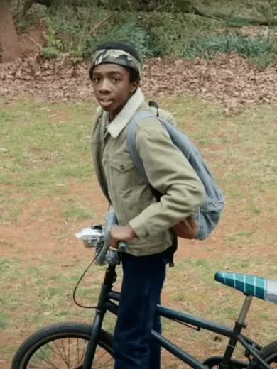 Stranger Things Lucas Sinclair Shearling Collar Jacket