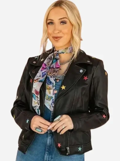 Morgan Nicole Zipperlen Star Leather Jacket