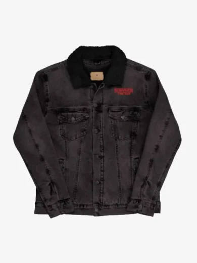 Stranger Things Unisex Sherpa Black Denim Jacket