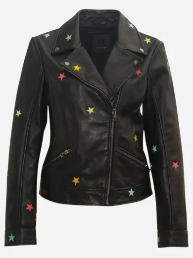 Morgan Nicole Zipperlen Star Leather Jacket