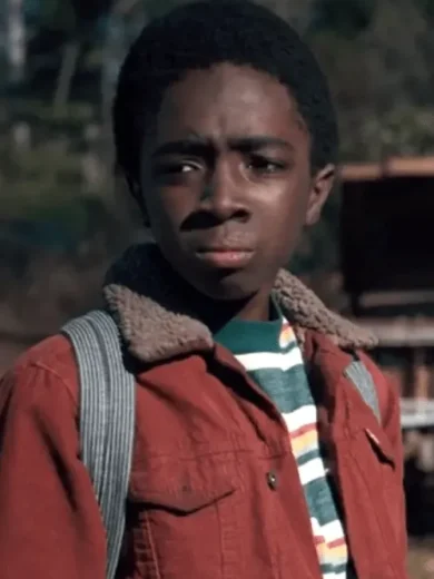 Stranger Things Lucas Red Shearling Collar Jacket