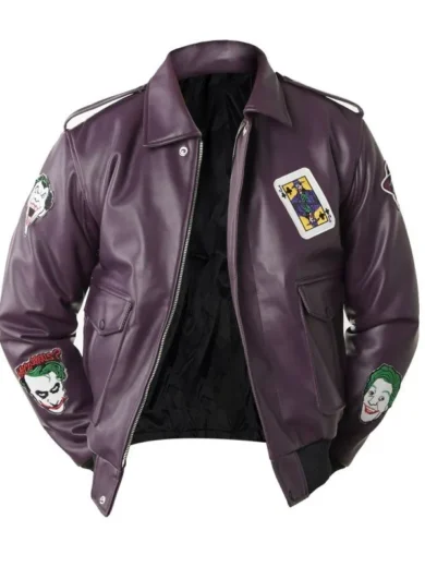 Joker Bomber Purple Leather Jacket