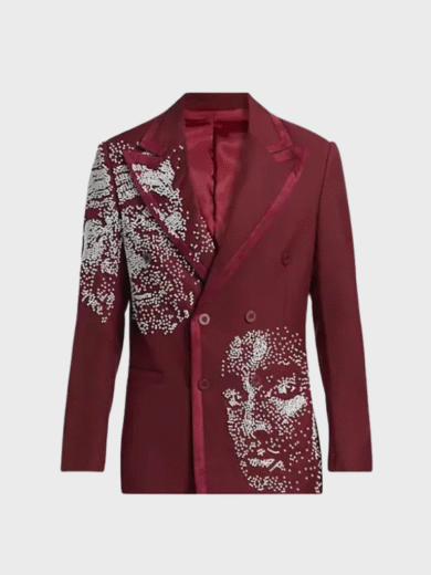 Scott Evans's Embellished Burgundy Blazer on Access Daily