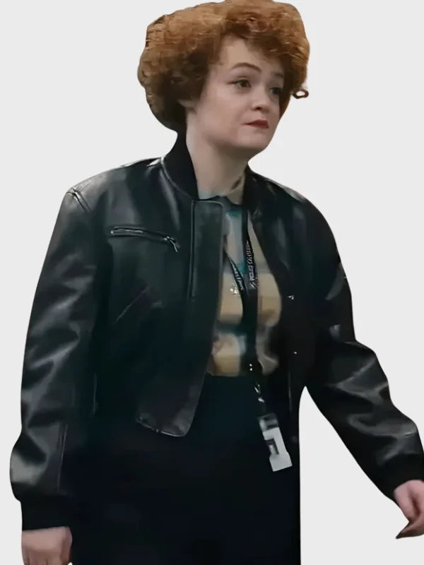 Dept Q Bomber Leah Byrne Leather Jacket