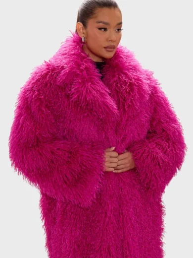 Anya Faux Fur Hot Pink Coat