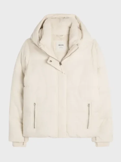 White Puffer Hooded Hollister Jacket
