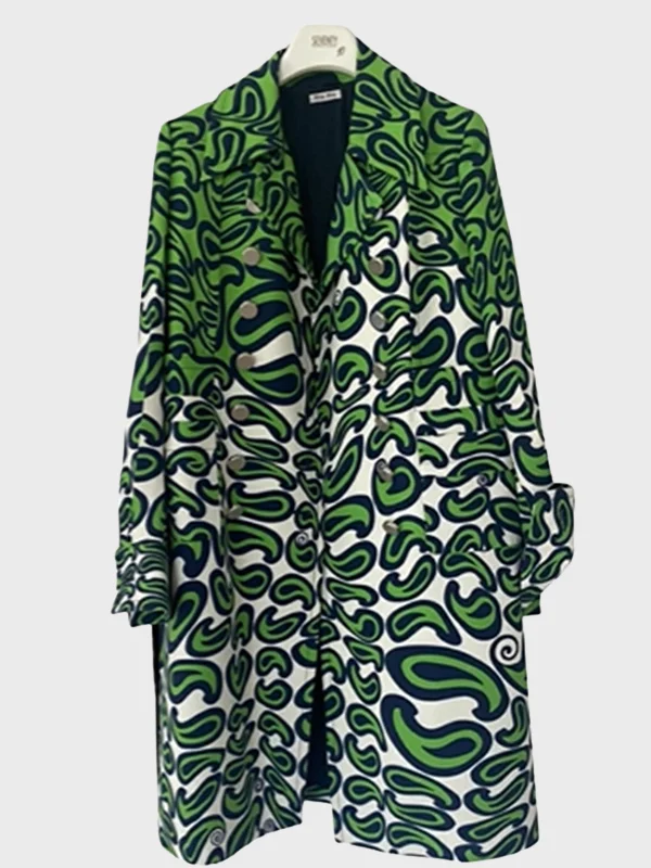 Emily in Paris S03 Lily Collins Green Printed Coat