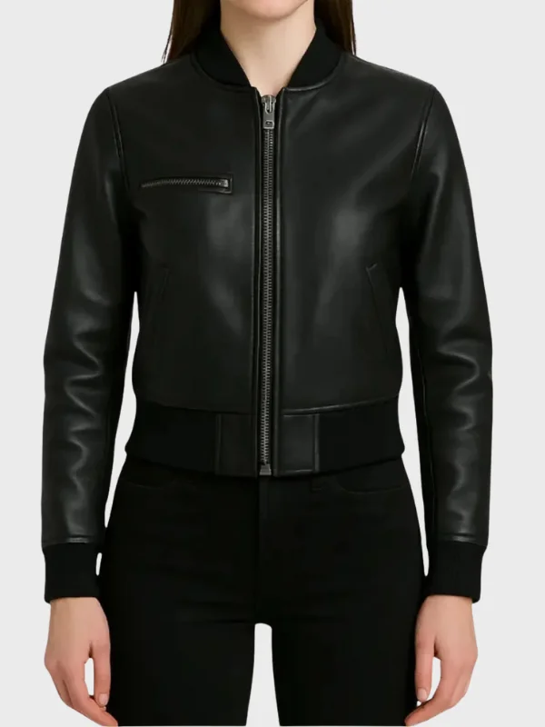 Dept Q Bomber Leah Byrne Leather Jacket