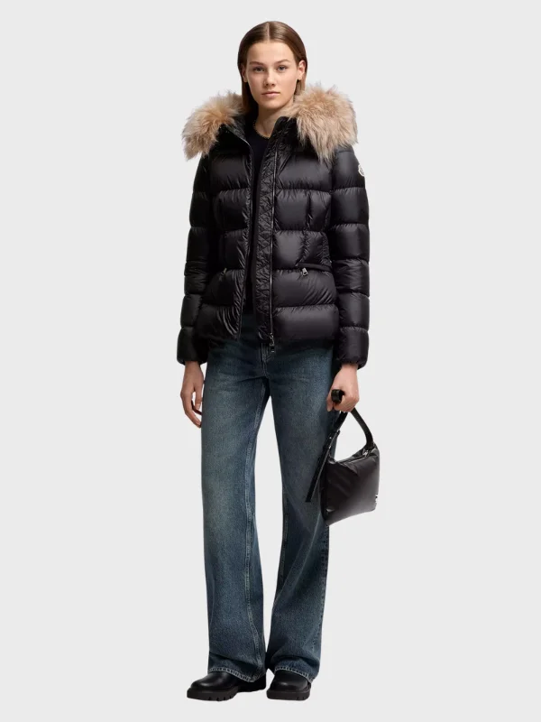 Trimmed Short Down - Boed Hooded Shearling Jacket