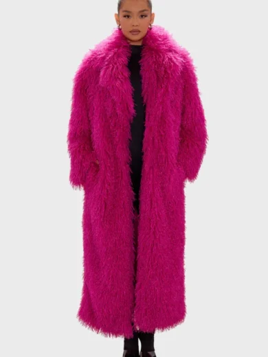 Anya Faux Fur Hot Pink Coat
