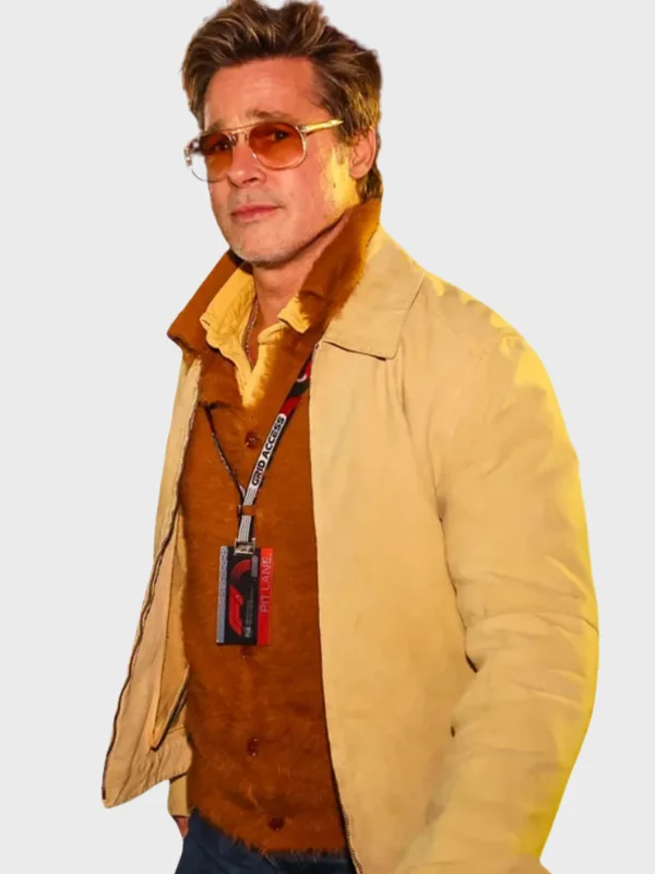 Movie Premiere Brad Pitt Yellow Cotton F1 Jacket