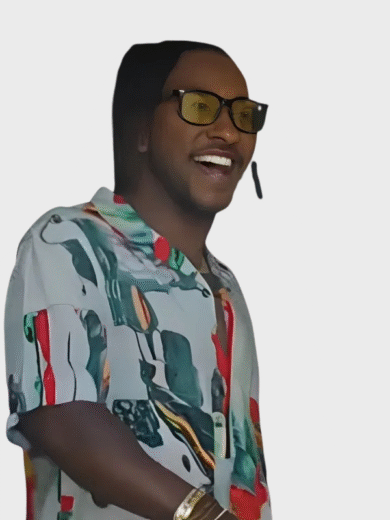 Scott Evans's Blue Graphic Printed Shirt — Access Daily 2025