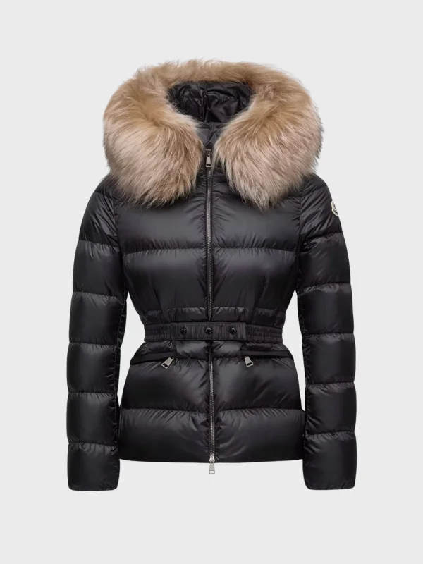 Trimmed Short Down - Boed Hooded Shearling Jacket