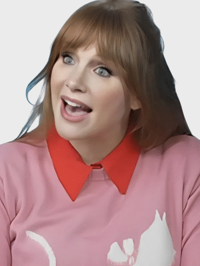 Bryce Dallas Howard's Pink Cat Sweater at Access Hollywood 2025