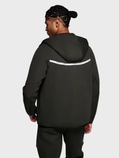reflective full zip in dark Nike Tech Fleece green hoodie