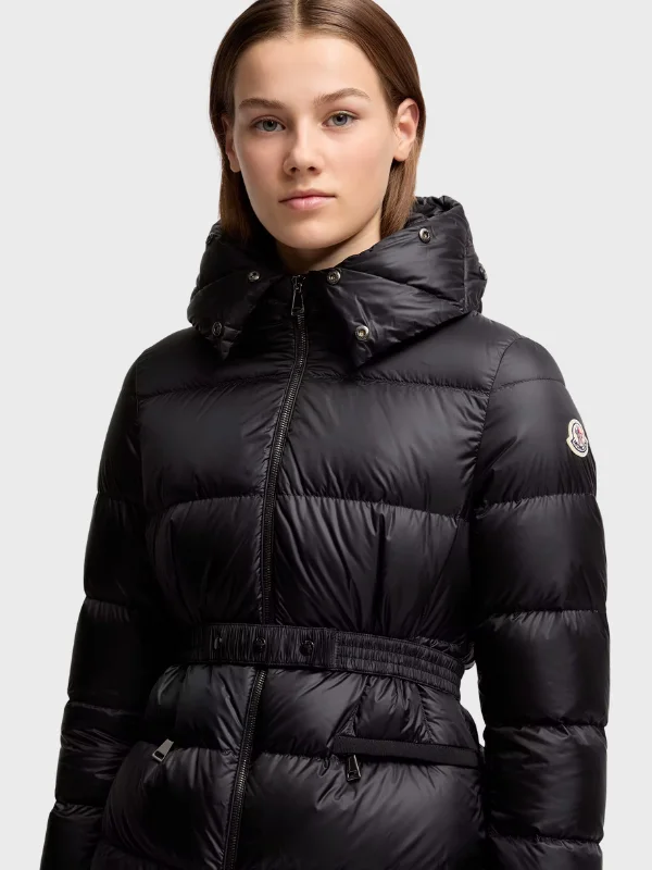 Trimmed Short Down - Boed Hooded Shearling Jacket