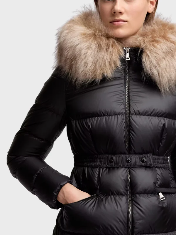 Trimmed Short Down - Boed Hooded Shearling Jacket