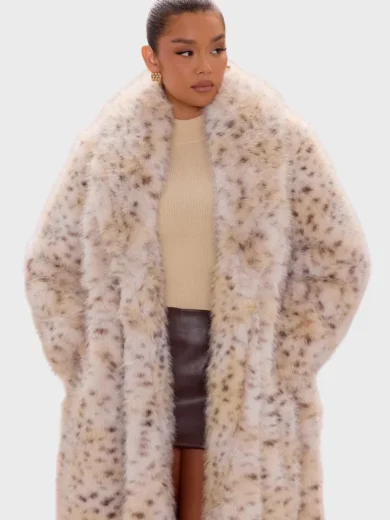 Lottie Belted Cream/combo Faux Fur Coat
