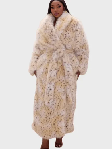 Lottie Belted Cream/combo Faux Fur Coat