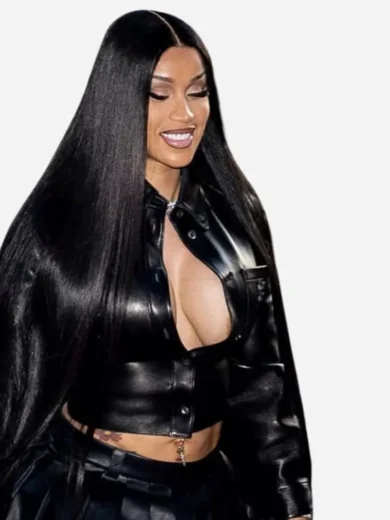 Cardi B NYC 2025 Black Cropped Jacket