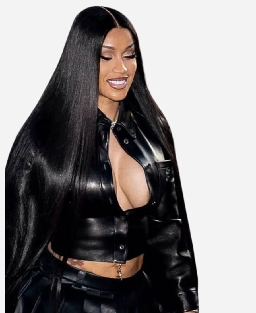 Cardi B NYC 2025 Black Cropped Jacket