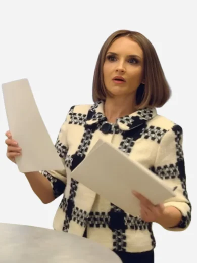 Sisterhood, Inc. Rachael Leigh Cook Cropped Houndstooth Jacket