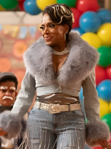 Abbott Elementary S4 Sheryl Lee Ralph Denim Faux Fur Jacket