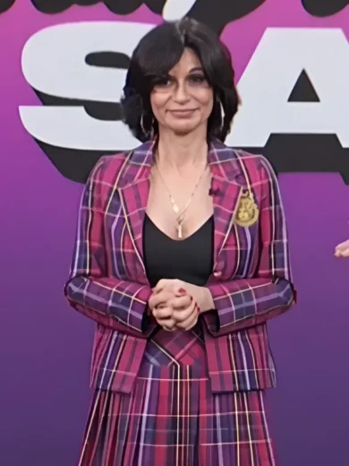 Access Daily 2025 Julia Haart Pink Plaid Blazer