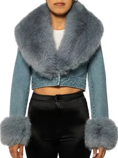 Abbott Elementary S4 Sheryl Lee Ralph Denim Faux Fur Jacket