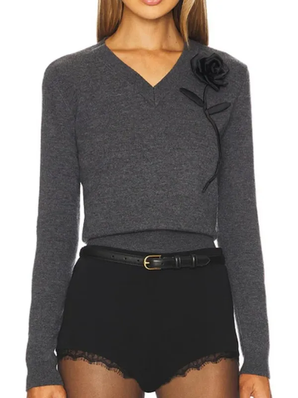 Access Daily 2025 Christina Hendricks Gray Rose Jumper