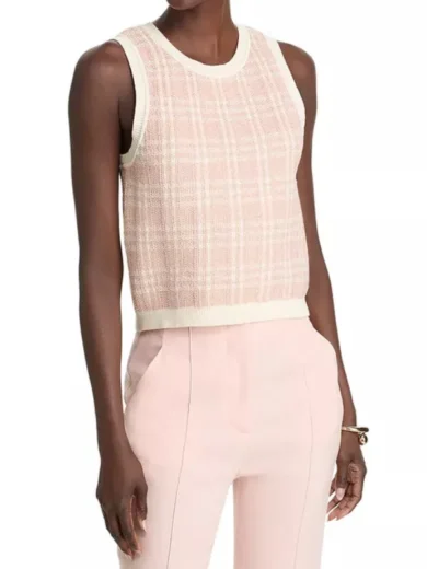 Access Daily 2025 Kit Hoover Pink Plaid Knit Vest