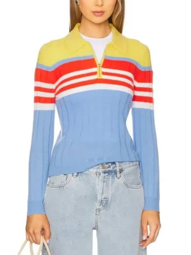 Abbott Elementary S5 Quinta Brunson Striped Polo Sweater