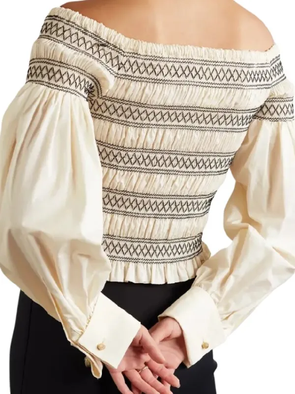 Access Daily 2025 Jeanie Buss Off The Shoulder Top