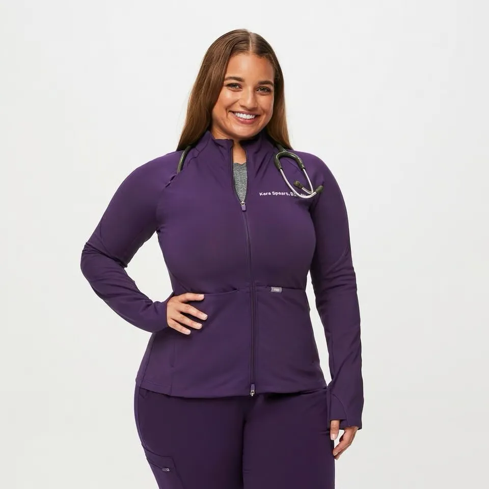 MEDIUM Figs Purple Jam NEW Women's On-Shift Contour Knit Jacket
